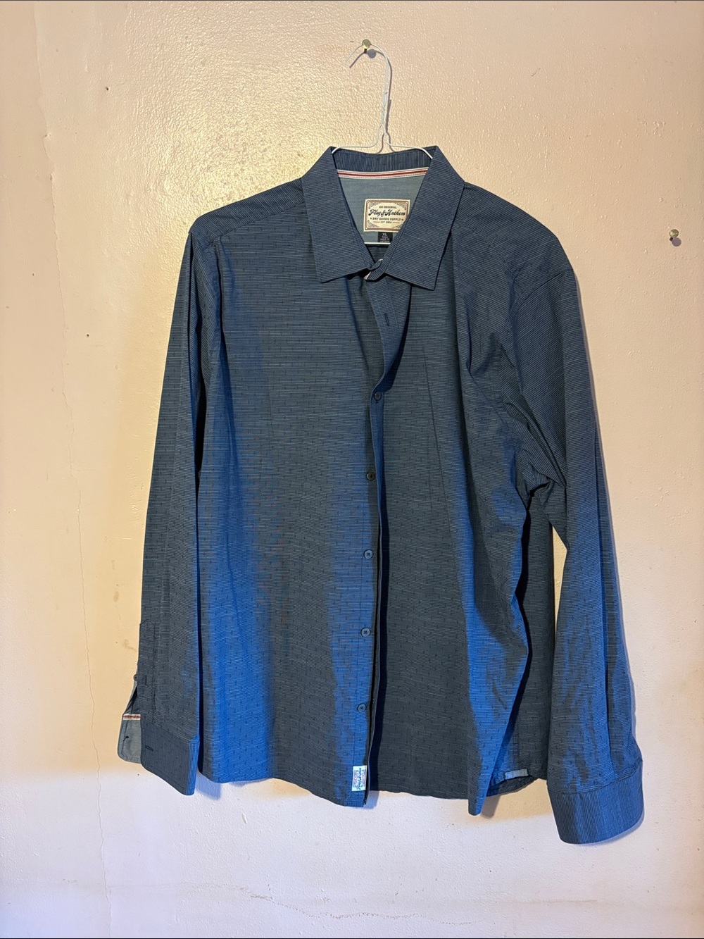 Men's Casual Button-Down Shirt - Navy Blue